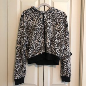 Cropped Animal Print Zip-up